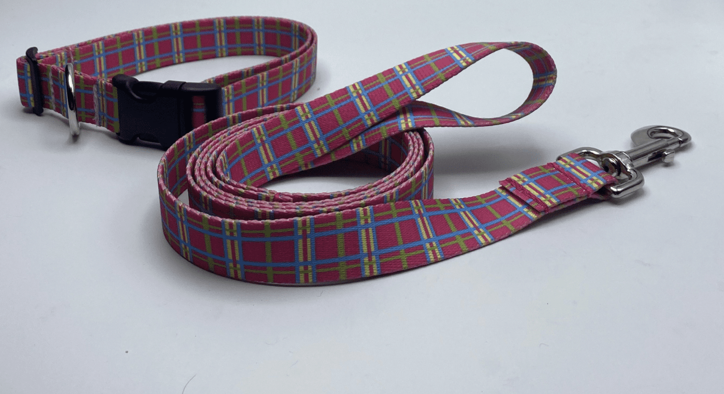 Pink Easter Basket Argyle Dog Collar or Lead (5/8" Wide).