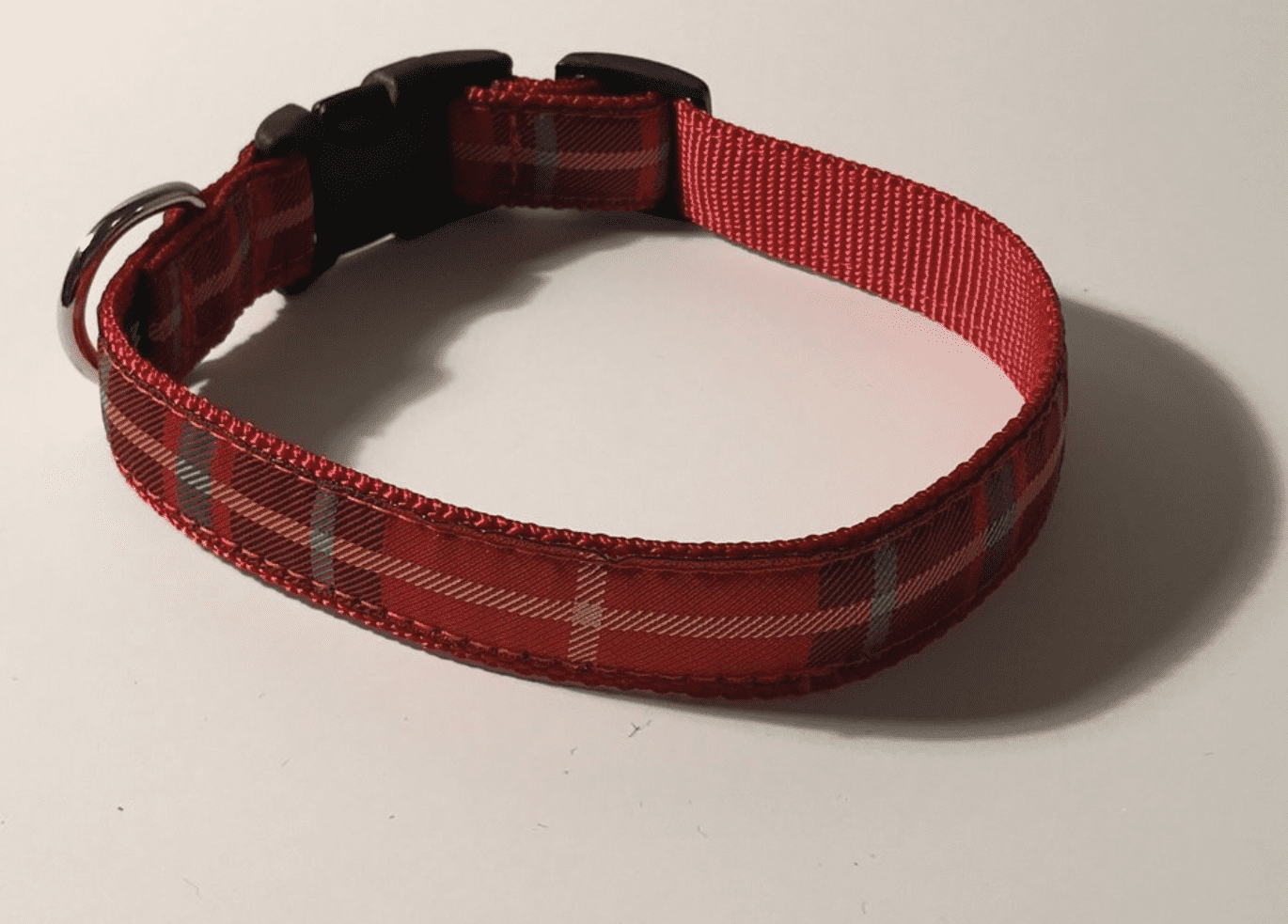 Red Mad about Plaid Dog Collars or Leads (5/8" Wide).