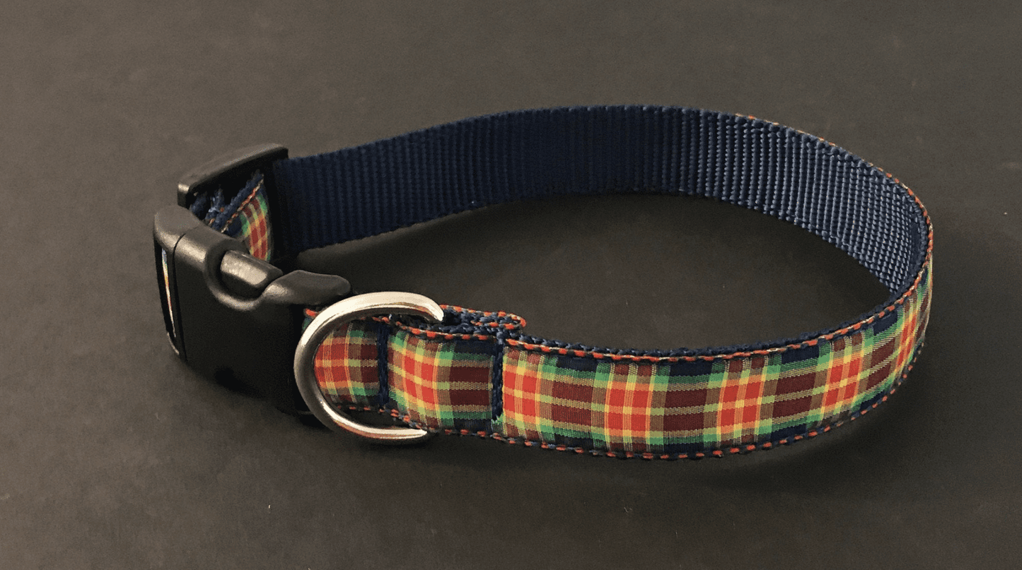 Red Mainly Madras Dog Collars or Leads (1" Wide)