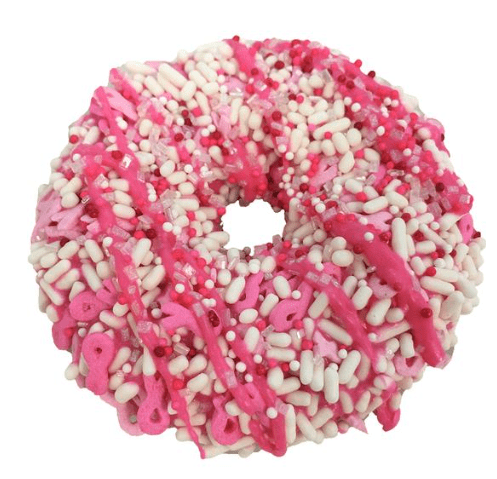 Breast Cancer Awareness Gourmet Donut Dog Treat.