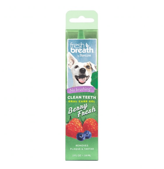 Fresh Breath by TropiClean No Brushing Berry Clean Teeth Dental & Oral Care Gel for Dogs, 2oz.