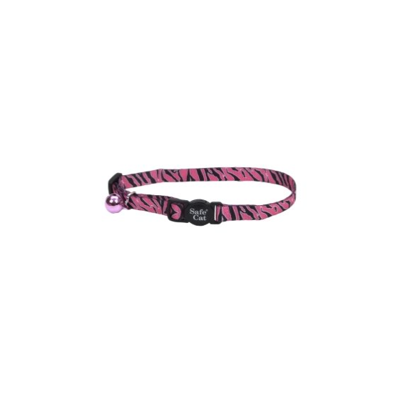 Fashion Adjustable Breakaway Cat Collar Pink Zebra Color 8-12 Inch.