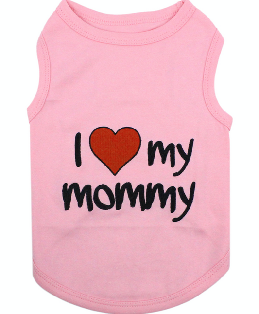 I Love Mommy - Pink Dog T-Shirt.