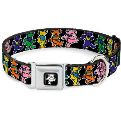 Dancing Bear Black/Silver Seatbelt Buckle Collar - Dancing Bears Black/Multi Color.