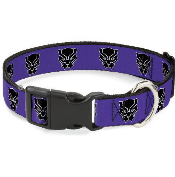 Plastic Clip Collar - Black Panther Avengers Icon Purple/White/Black.