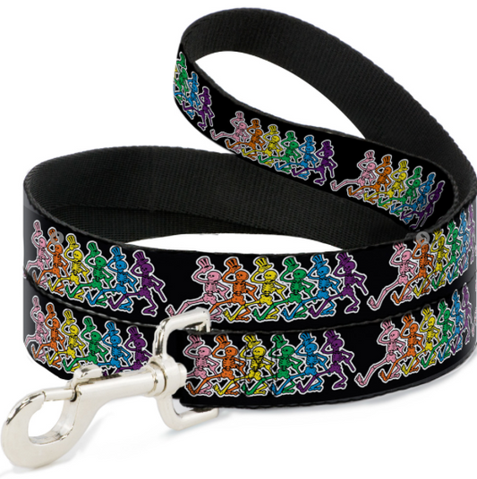 Dog Leash - Dancing Skeletons Black/Multi Color.