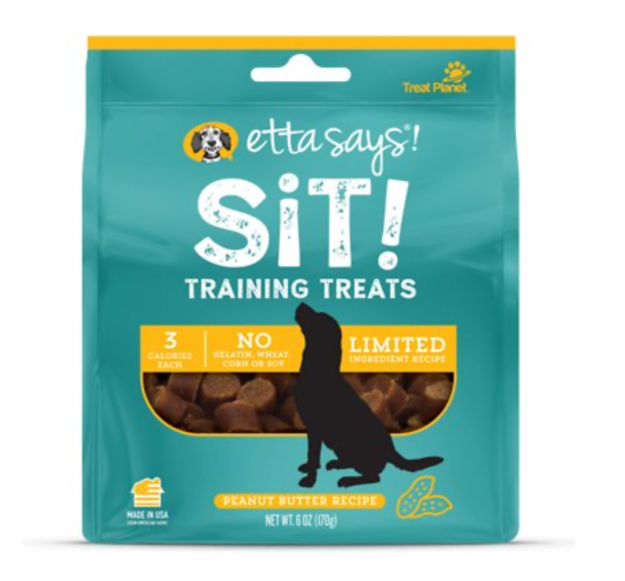 Etta Says! Sit! Training Treats Peanut Butter Recipe Dog Treats, 6-oz bag.