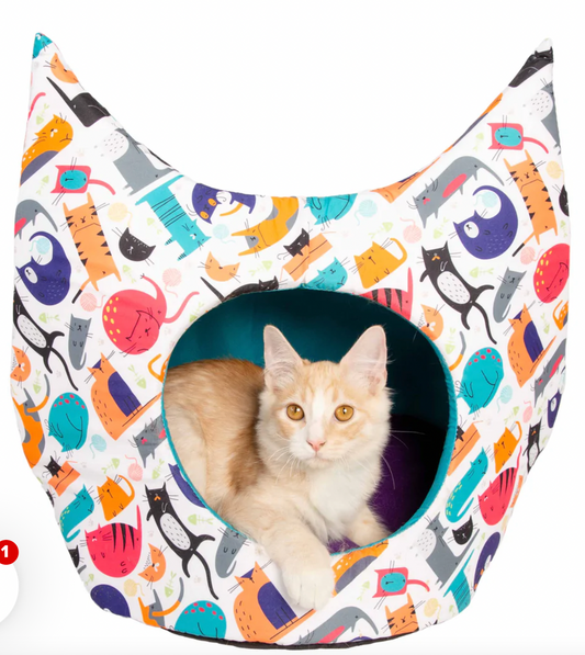 Designer Hooded Cat Bed/Cave- Multi-Color