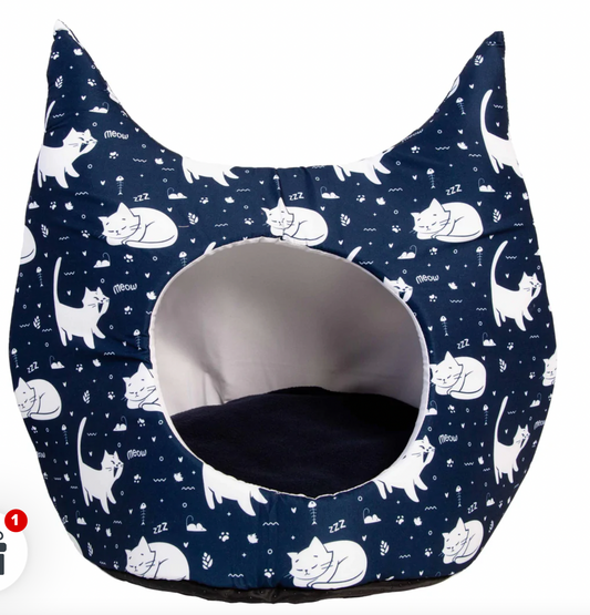 Designer Hooded Cat Bed/Cave - Navy