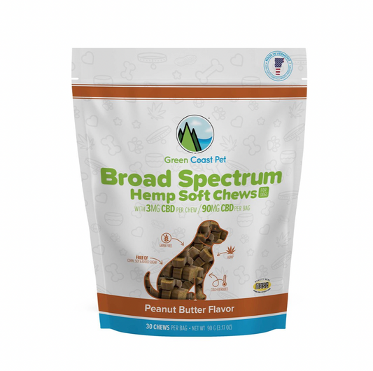 Green Coast Pet™ Full-Spectrum Hemp Peanut Butter Flavor Soft Chew Dog Treats 3.17 Oz.