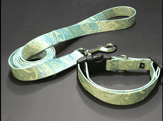 Summer Paisley Dog Collars or Leads (5/8" Wide).