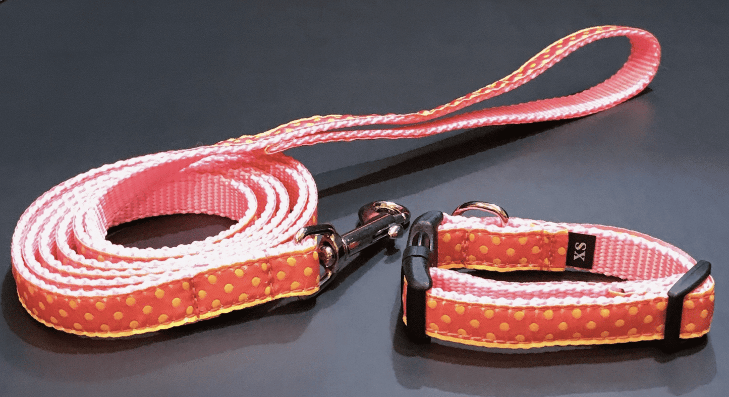 Yellow Spots Dog Collars or Leads (5/8 Wide).