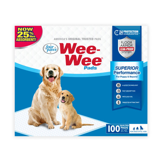 Four Paws Four Paws Wee-Wee Superior Performance Dog Pee Pads 100 Count, Standard 22 in X 23 in