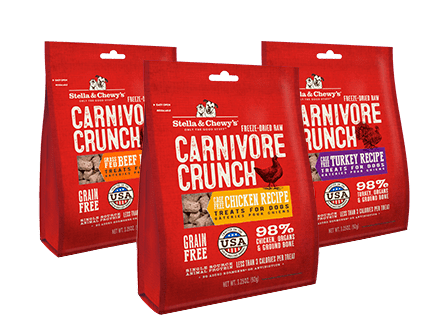 Carnivore Crunch Dog Food 3.25 oz bag.