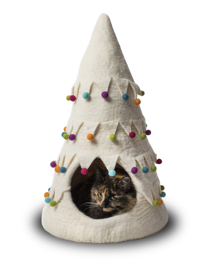 Holiday Tree Cat Cave - White.