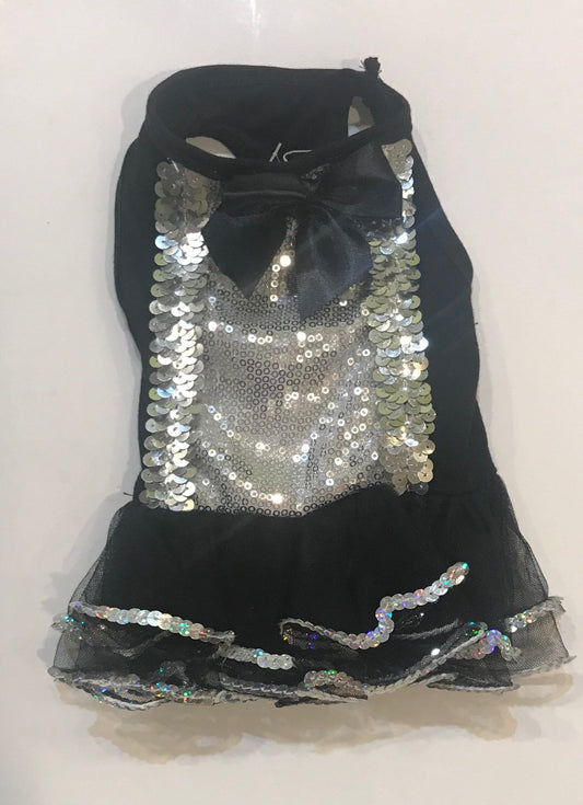 Silver Sequin Black Tutu Dress.