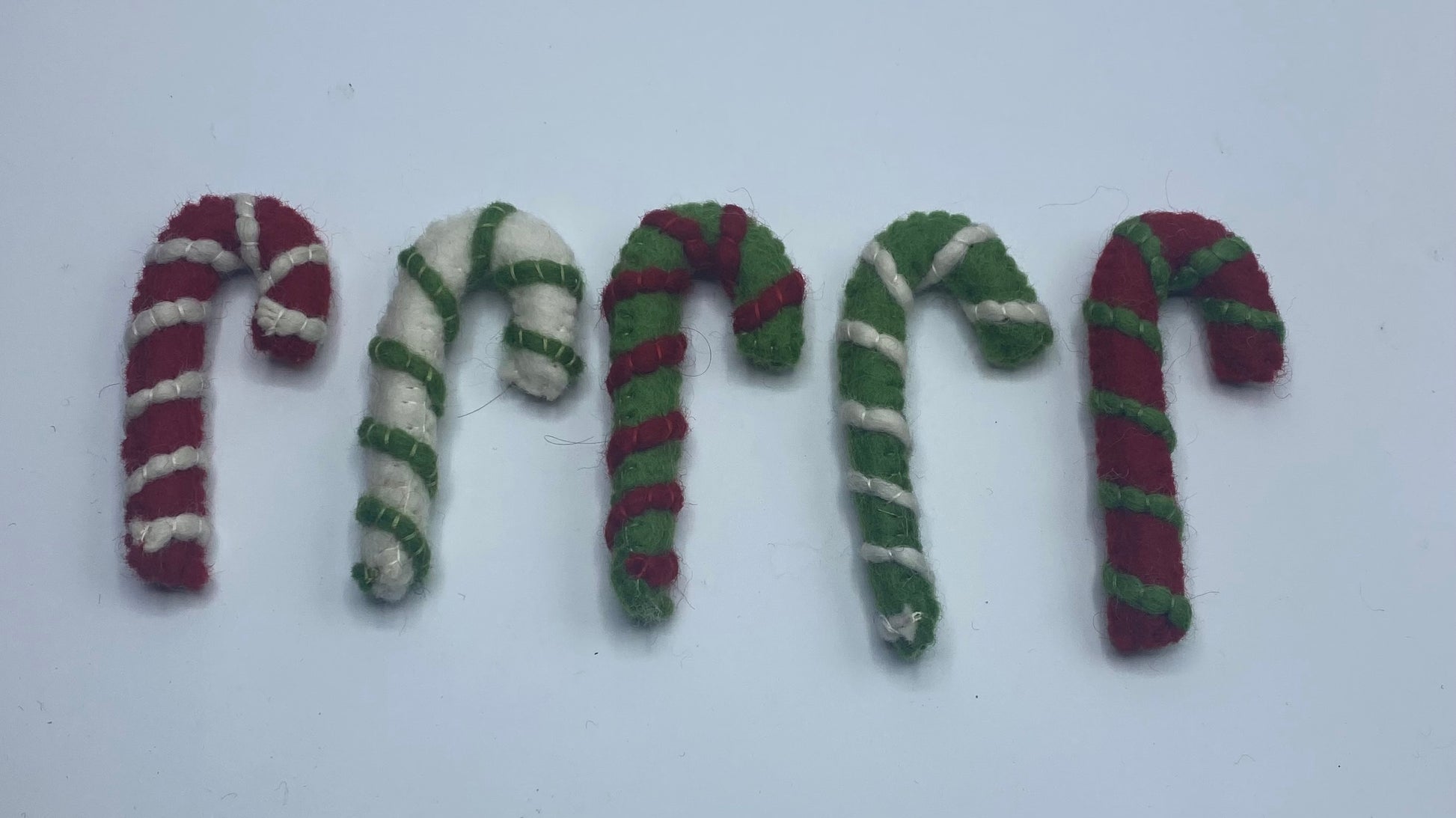 Candy Cane Wool Cat Toys.