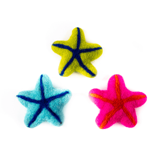 Felted Star Fish Cat Toy.