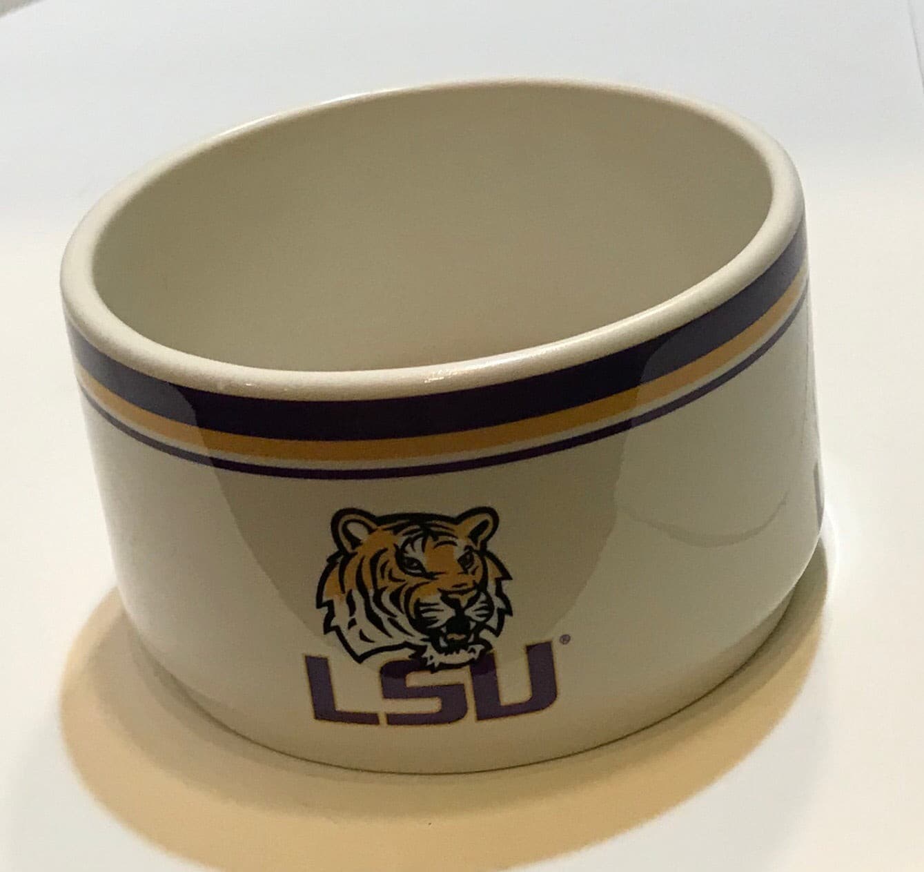 LSU Ceramic Dog Bowl.