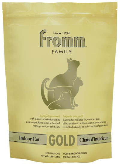 Fromm Gold Dry Cat Food - Indoor Cat with Hairball Support 4 Lb Bag