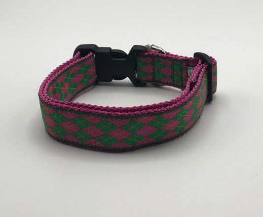 Argyle Collar pink/green LG.