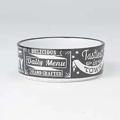 Daily Menu Black/White Dog Bowl.