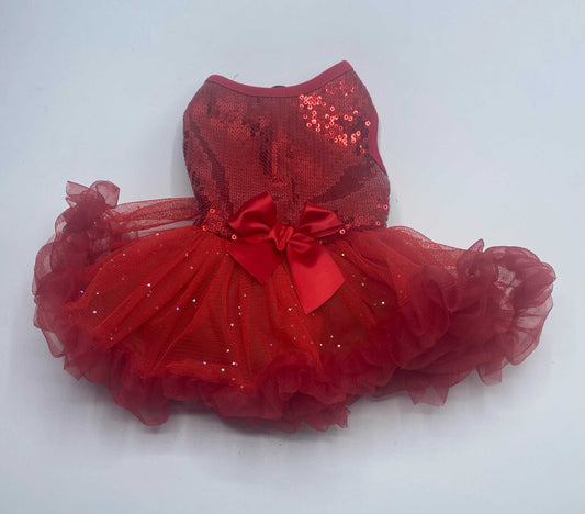red sequin Petti Dog Dress.