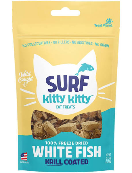 Kitty Kitty Surf Freeze Dried White Fish Cat Treats.