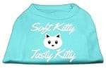 Softy Kitty, Tasty Kitty Dog Shirt (Aqua Blue).
