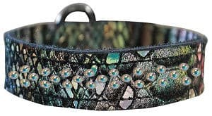 Sprinkle AB Crystal Jeweled Dragon Skin Genuine Leather Dog Collar Magic.